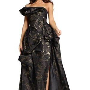 SALE NWT Jovani 38265 Ruffled Formal Gown Brown Black Size 12